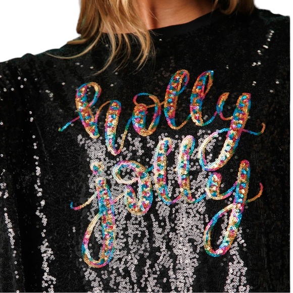 Sequin FESTIVE ‘Holly Jolly' Sequin Holiday Dress Large Fits Oversized - Picture 12 of 14